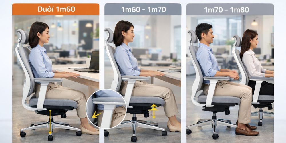 Cách điều chỉnh ghế công thái học