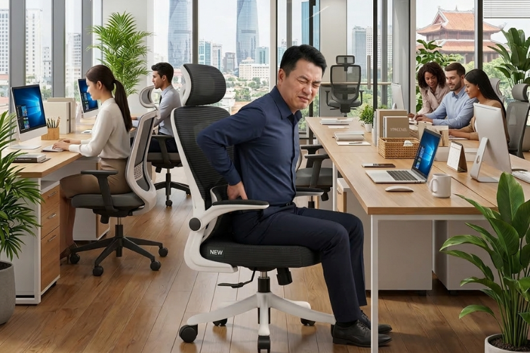 Ngồi ghế công thái học bị đau lưng: Nguyên nhân và cách khắc phục