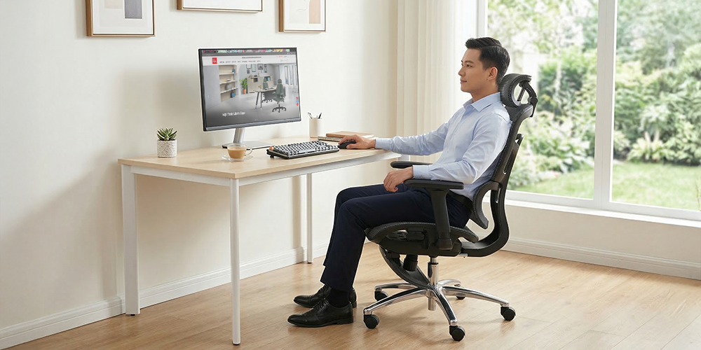 Tư thế ngồi chuẩn khi làm việc với máy tính