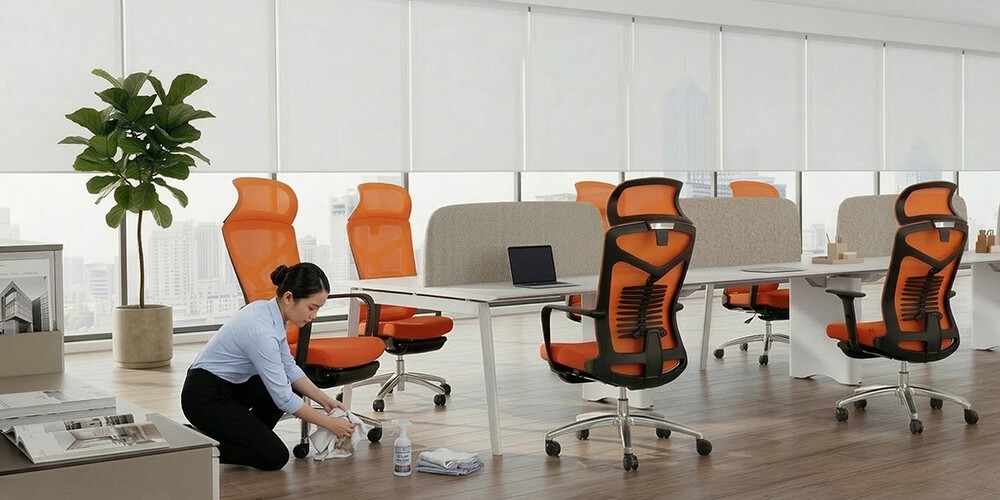 Vệ sinh chân ghế và bánh xe ghế công thái học