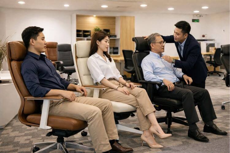 Showroom ghế công thái học Hà Nội uy tín để trải nghiệm trực tiếp