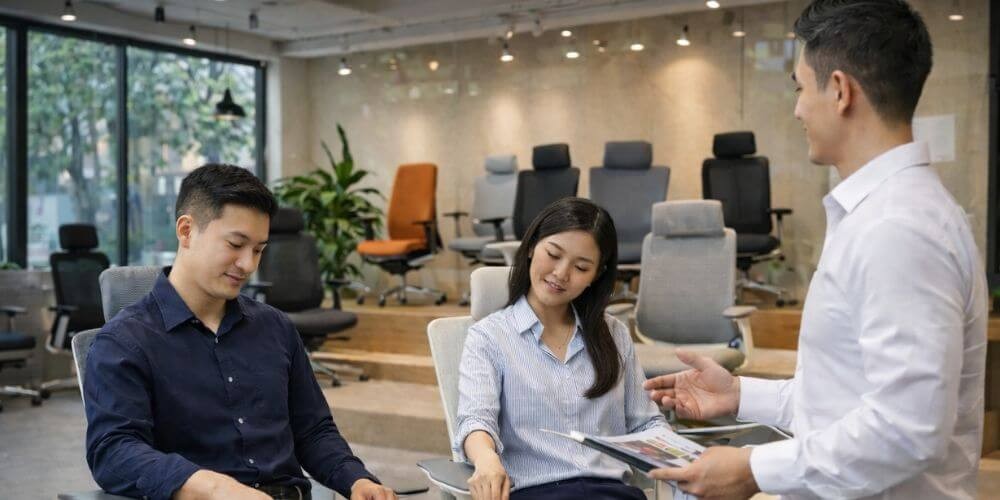 Lưu ý khi đến showroom ghế công thái học Hà Nội để thử ghế