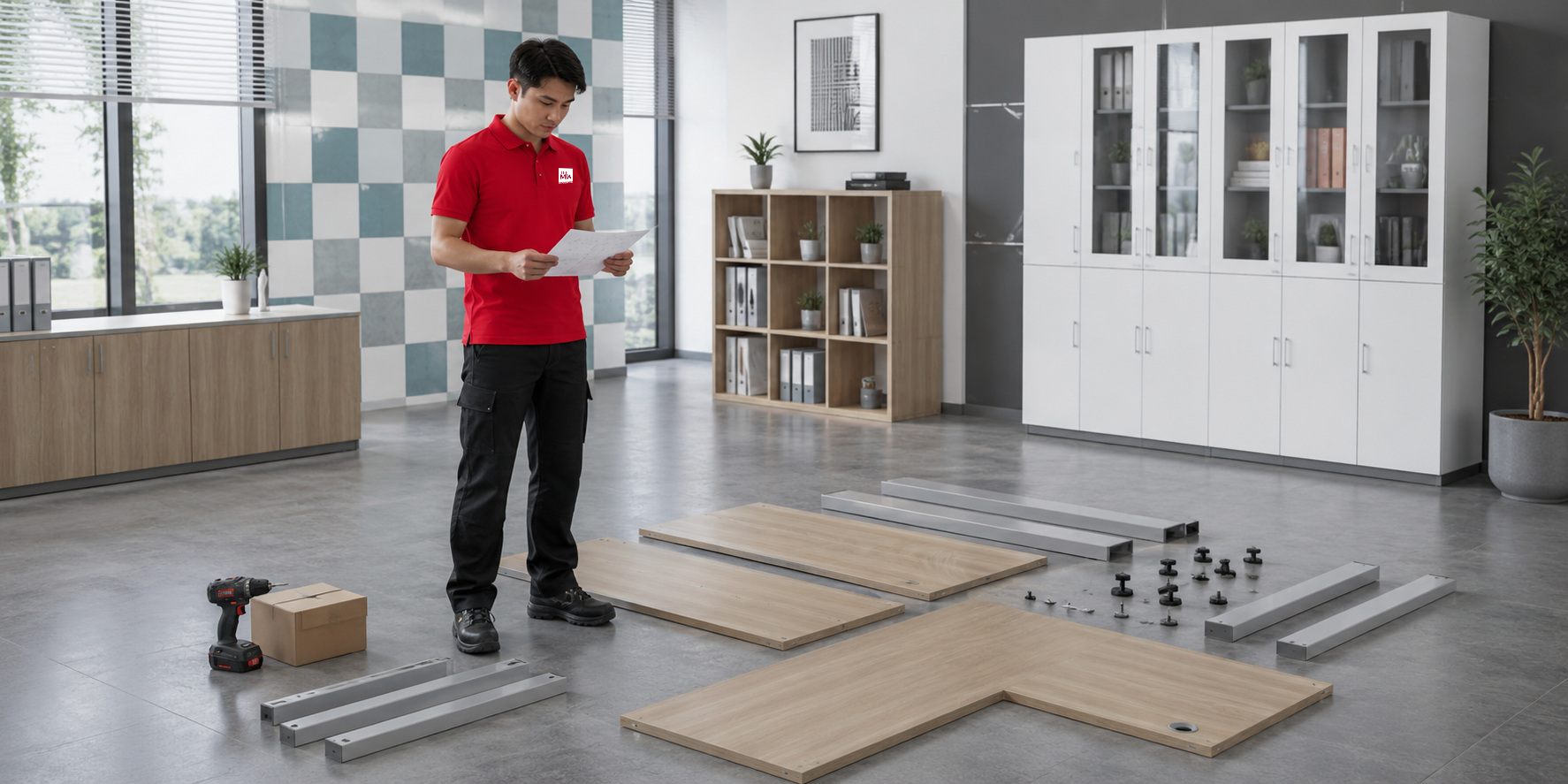 Chuẩn bị trước khi lắp bàn làm việc chữ L