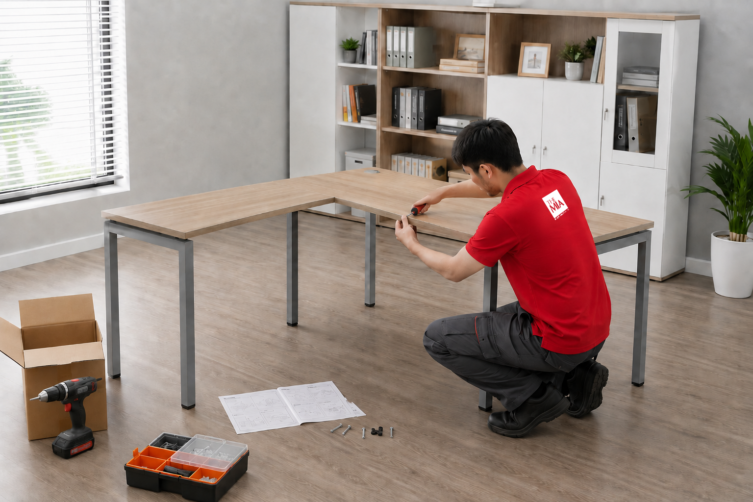 Cách lắp bàn làm việc chữ L đúng chuẩn, chắc chắn và thẩm mỹ
