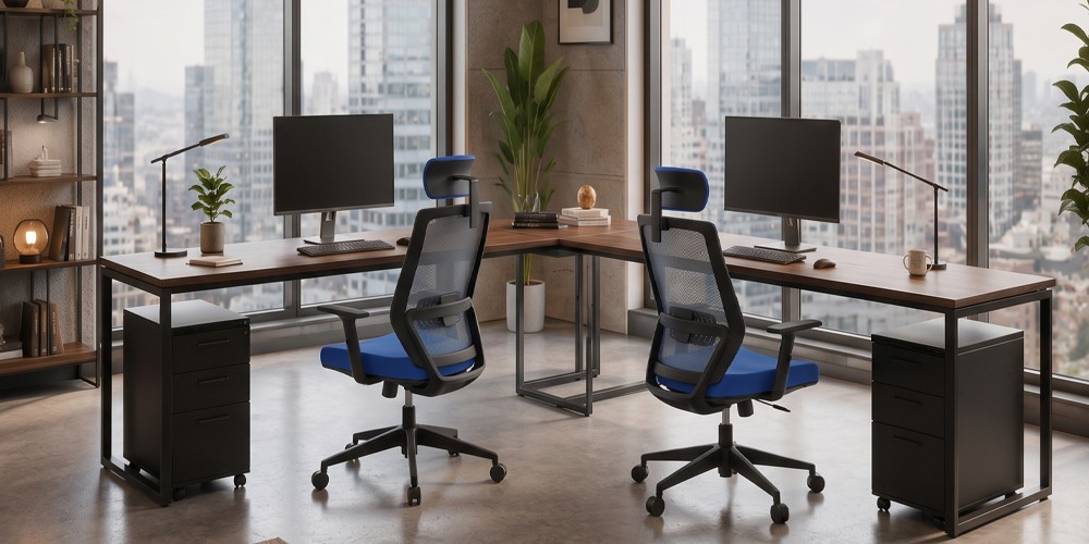 Kích thước bàn làm việc chữ L cho 2 người