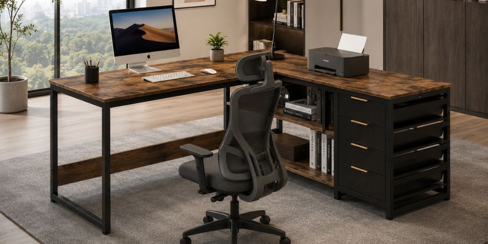 Thiết kế bàn làm việc chữ l 